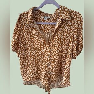 Nine West Brown and White Patterned Blouse